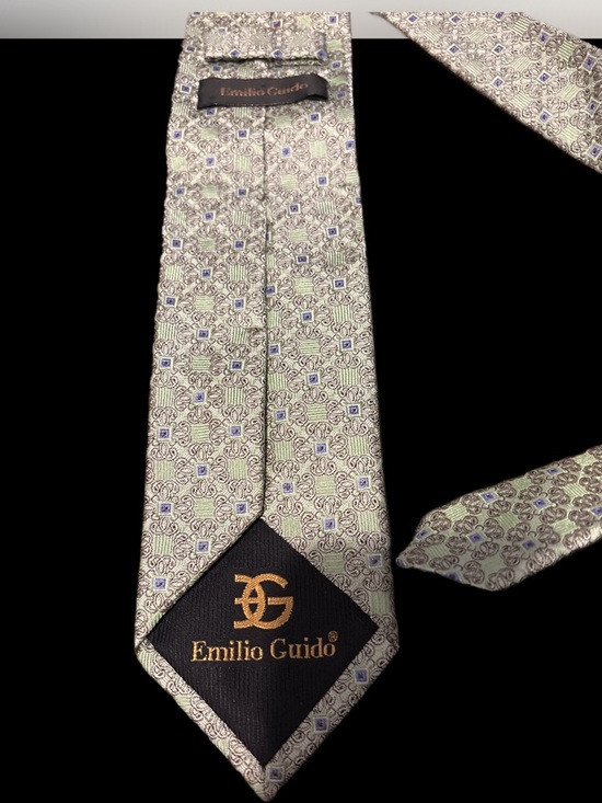 Retro Emilio Guido Handmade Patterned Silk Tie - Picture 7 of 12